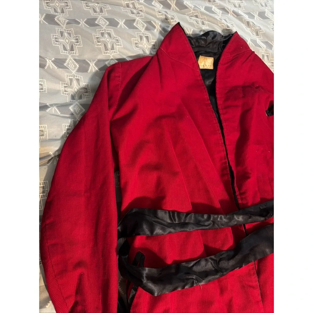 VTG 50-60s Baskin Chicago Mens Large , Red Corduroy Smoking Jacket Lounging Robe